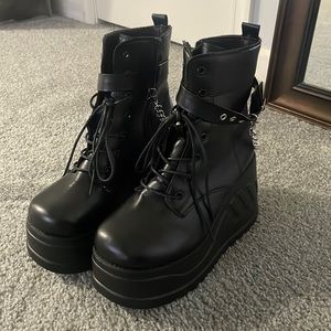 Black Platform Boots with Chainlink